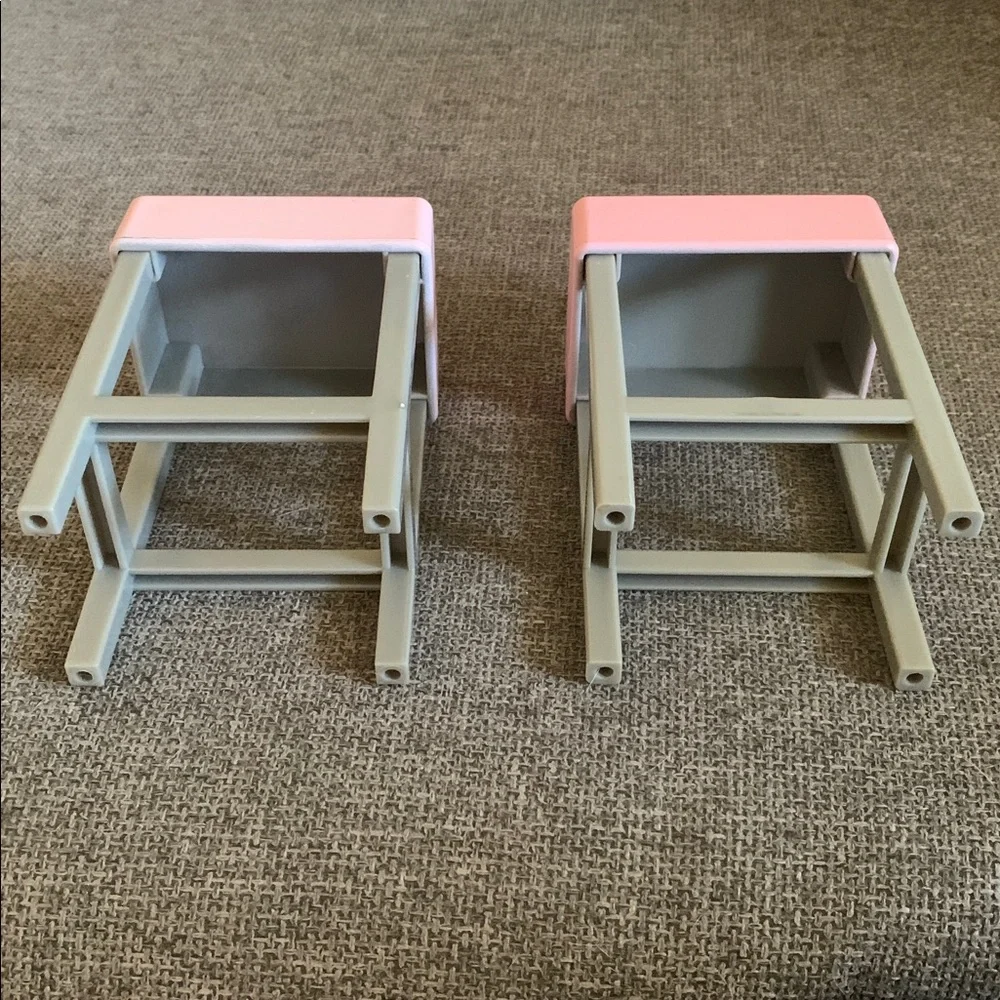 Our Generation Set of 2 Pink and Gray Stools Furniture for 18” Dolls
